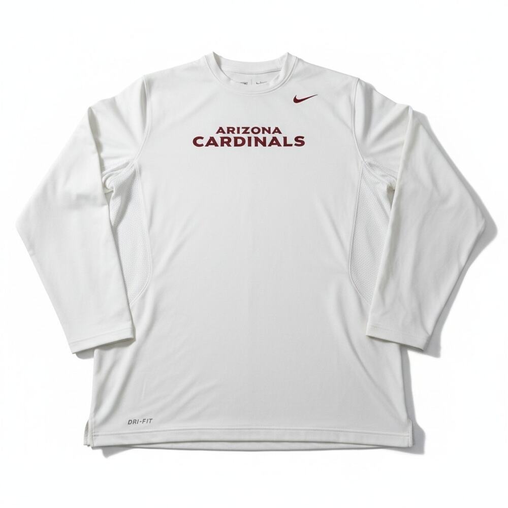 Arizona Cardinals Nike Dri-Fit Shirt Mens 2XL White Long Sleeve Training Crew